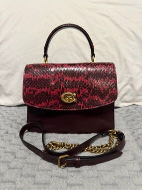 Coach Women's Parker Blocked Snakeskin Top Handle Bag
